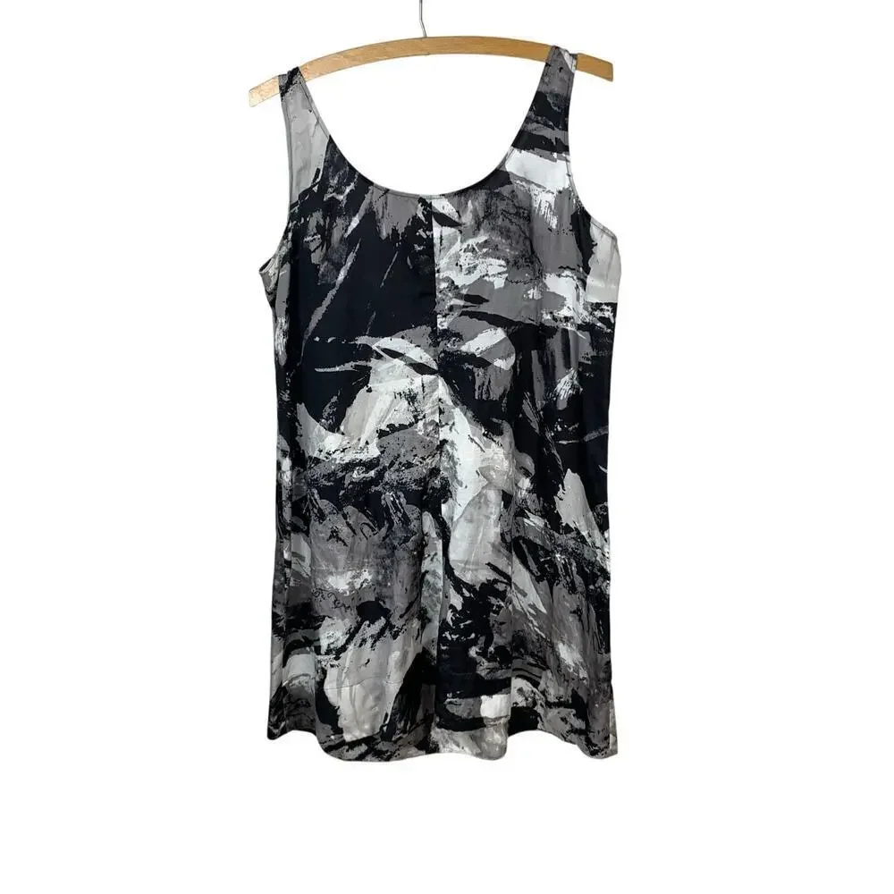 Size XL Isa & Co Sepia Black White Silk Blend Tank Dress Size XL
